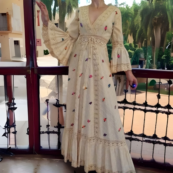 Vintage Dresses & Skirts - Vtg 60s Mexican Wedding Dress